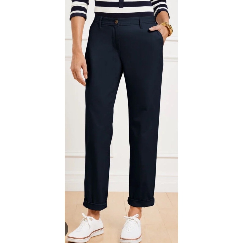 Talbots Relaxed Navy Blue Supersoft Ankle Length Classic Chino Pants Women 2 NWT